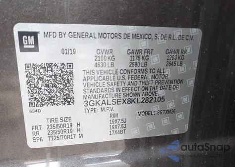 2019 GMC Terrain Denali z USA, uszkodzony, nr VIN 3GKALSEX8KL282105